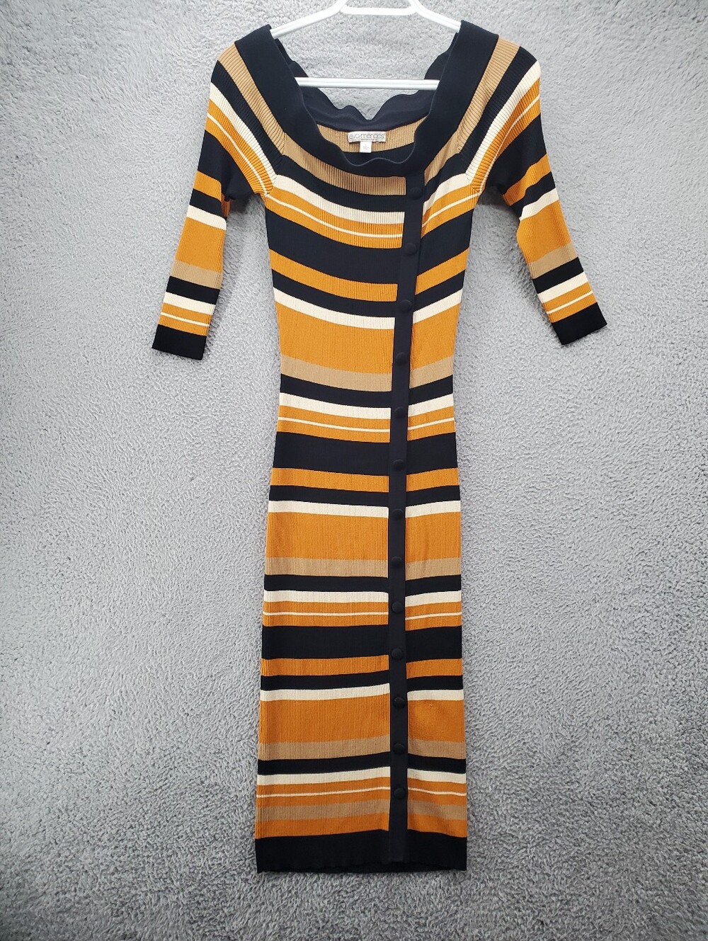 Eva Mendes NY&C Maxi Dress Size Small Off The Shoulder Striped Ribbed